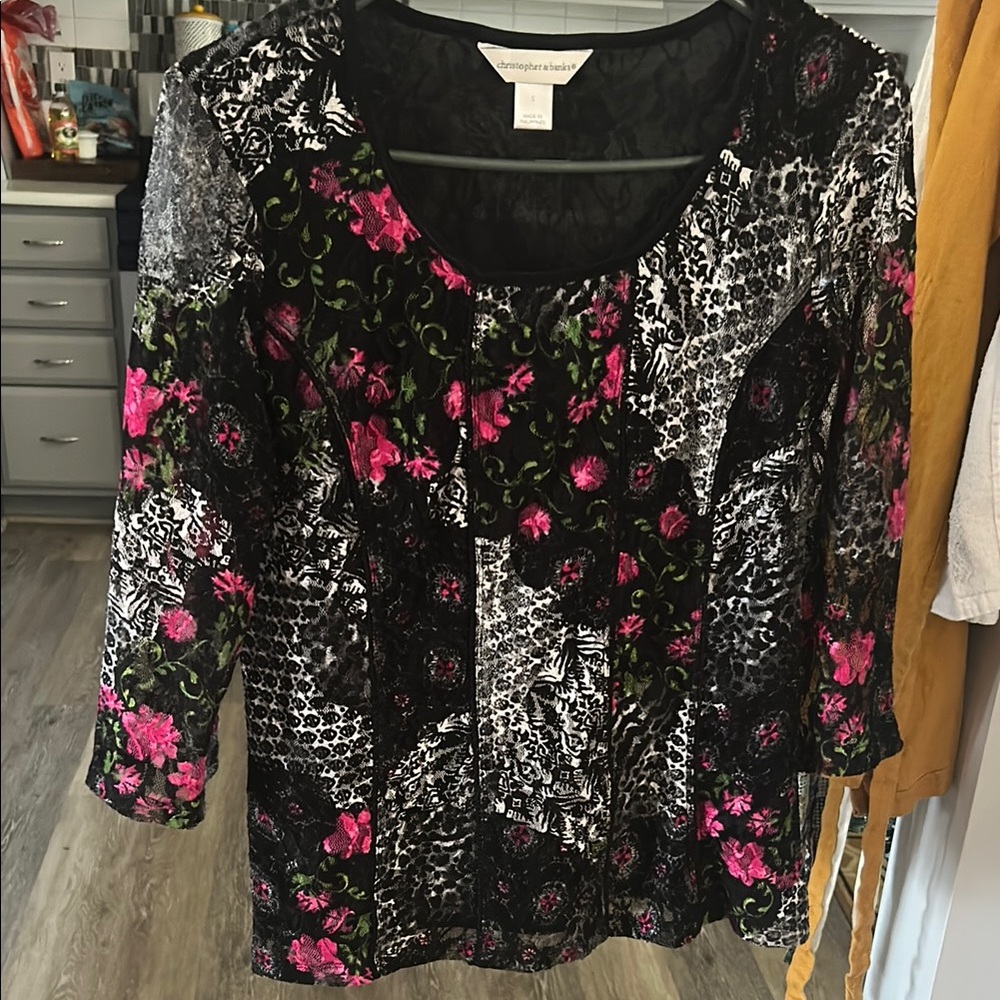 Christopher & Banks Floral Patchwork Women's Top